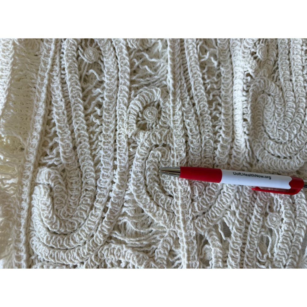 Ivory Asymmetrical crochet skirt Boho-Chic Statement Festival Resort Beech Sz-M - Picture 7 of 10